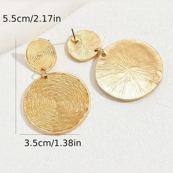 18K Gold Plated Coin Discs Earrings - Picture 2 of 4